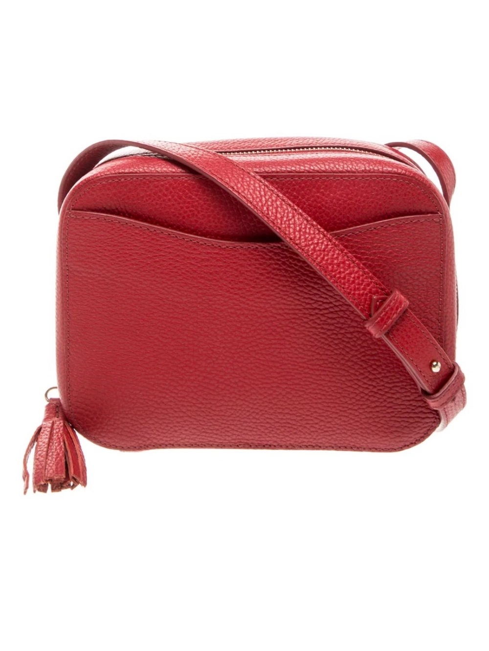Cuyana Red Pebbled Leather Crossbody with Tassel - Picture 1 of 12